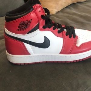Air jordan 1 retro OG high top red and white sneaker. NO BOX